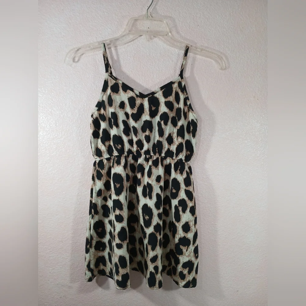 SHEIN Leopard Print Spaghetti Strap Blouse Size 4 - Picture 1 of 3